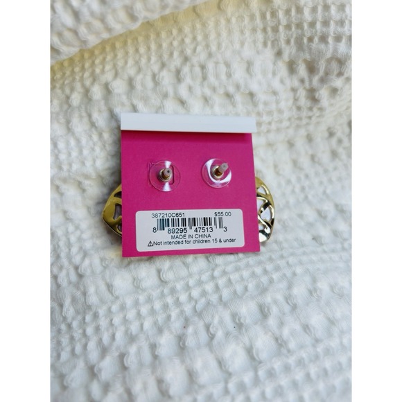 Betsey Johnson Pink XOXO Gold Earrings Love Oversized Barbiecore Faux Pearl - Picture 3 of 3